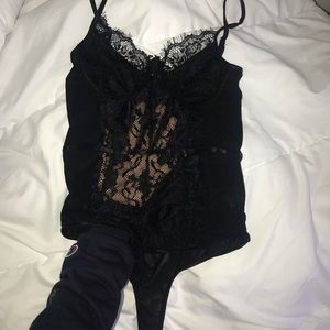 🆕Black lace thong bodysuit